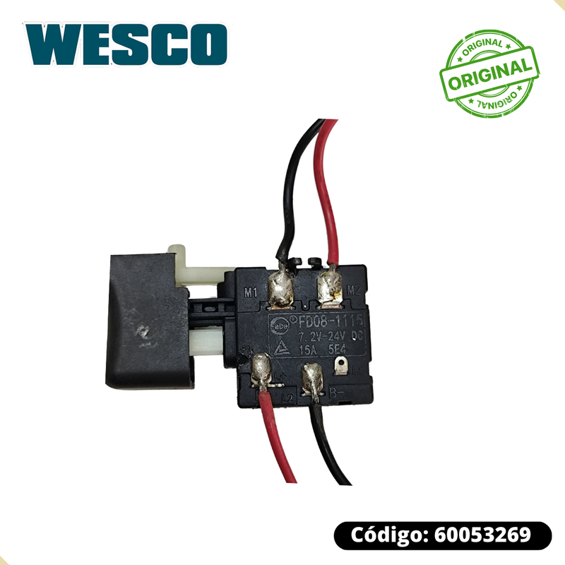 Interruptor 12v para Parafusadeira WS2555 WS2550 Wesco