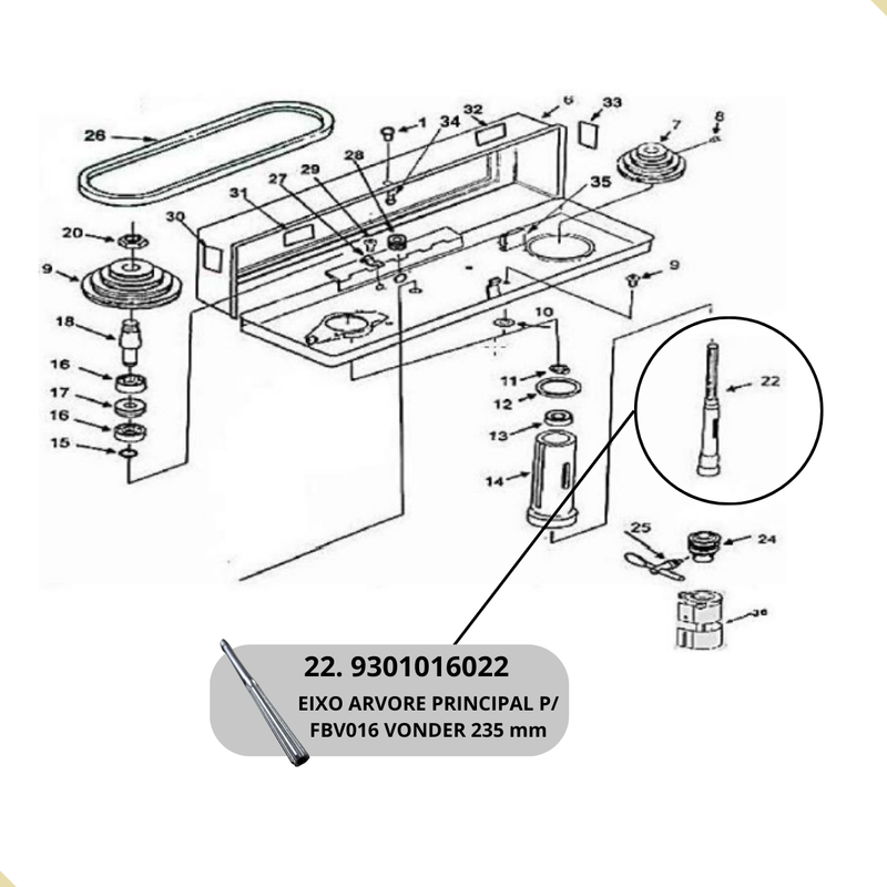 EIXO P/ FURADEIRA DE BANCADA FBV016 VONDER 235MM